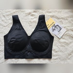 True & Co Everybody V-Neck w/Lift Wirefree Bra Black sz S NWT